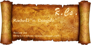Radván Csegő névjegykártya